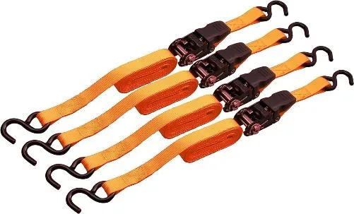 1" X 15' 4PC Ratcheting Cargo Strap S-Hook
