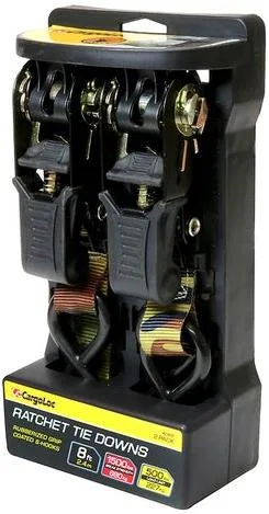 Cargoloc 1" X 8' 2PK Ratchet Tie Down S-Hook