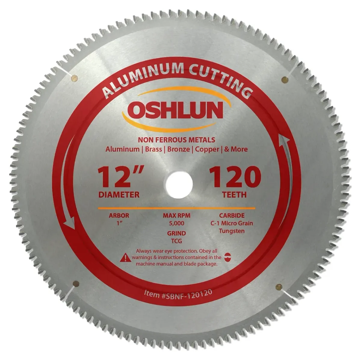 12" 120T Carbide Saw Blade – Aluminum