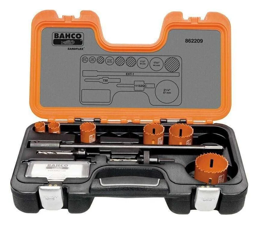 9PC Bahco Plumbers Holesaw Kit