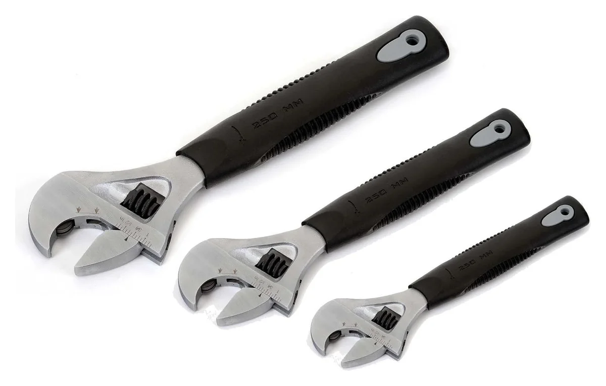 JHW 3PC Ratcheting Adjustable Wrench Set