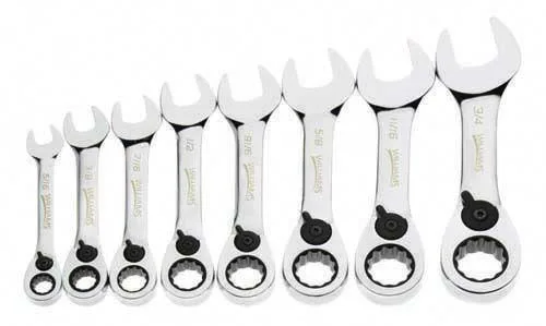 8PC Stubby Ratchet Combo Wrench SAE
