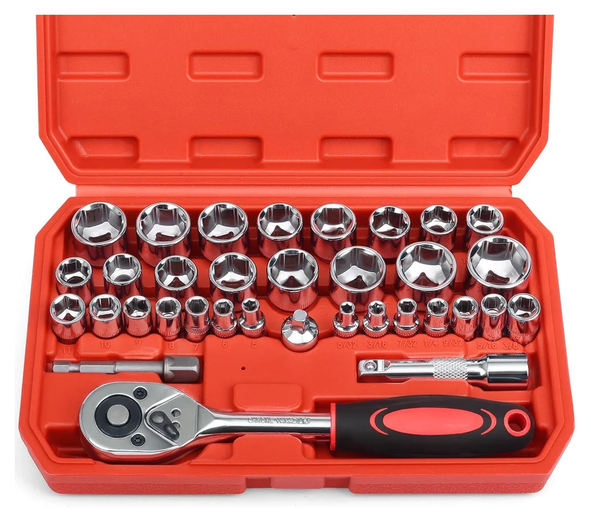 JHW 3/8" DR 34PC Socket & 1/4" Bit Set - SAE
