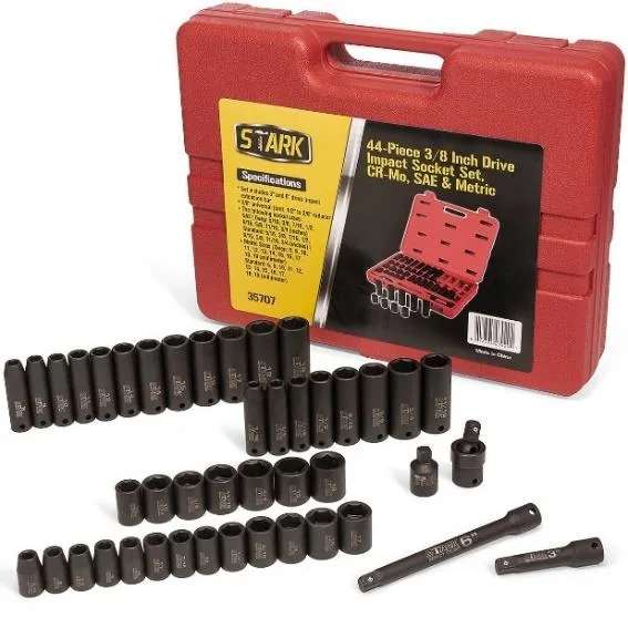 3/8" DR 44PC Dlx CR-MO Impact Socket Set SAE & MM