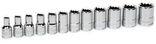 1/4 DR 10PC Shallow Socket Set SAE - 6PT (3/16"-9/16")