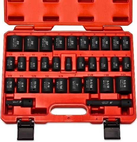 1/2" DR 32PC Impact Socket Set STD – Sae/mm