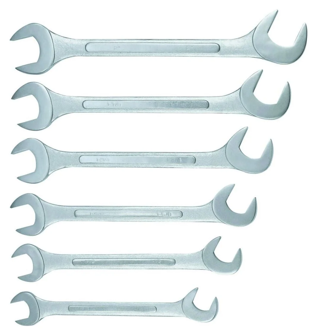 6PC Jumbo Angle Open End Wrench Set - SAE