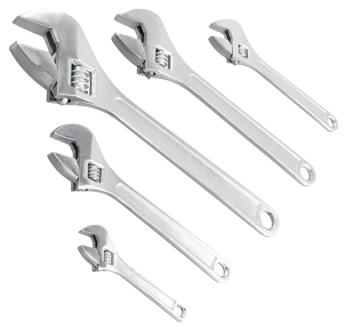 5PC Adjustable Wrench Set Chrome