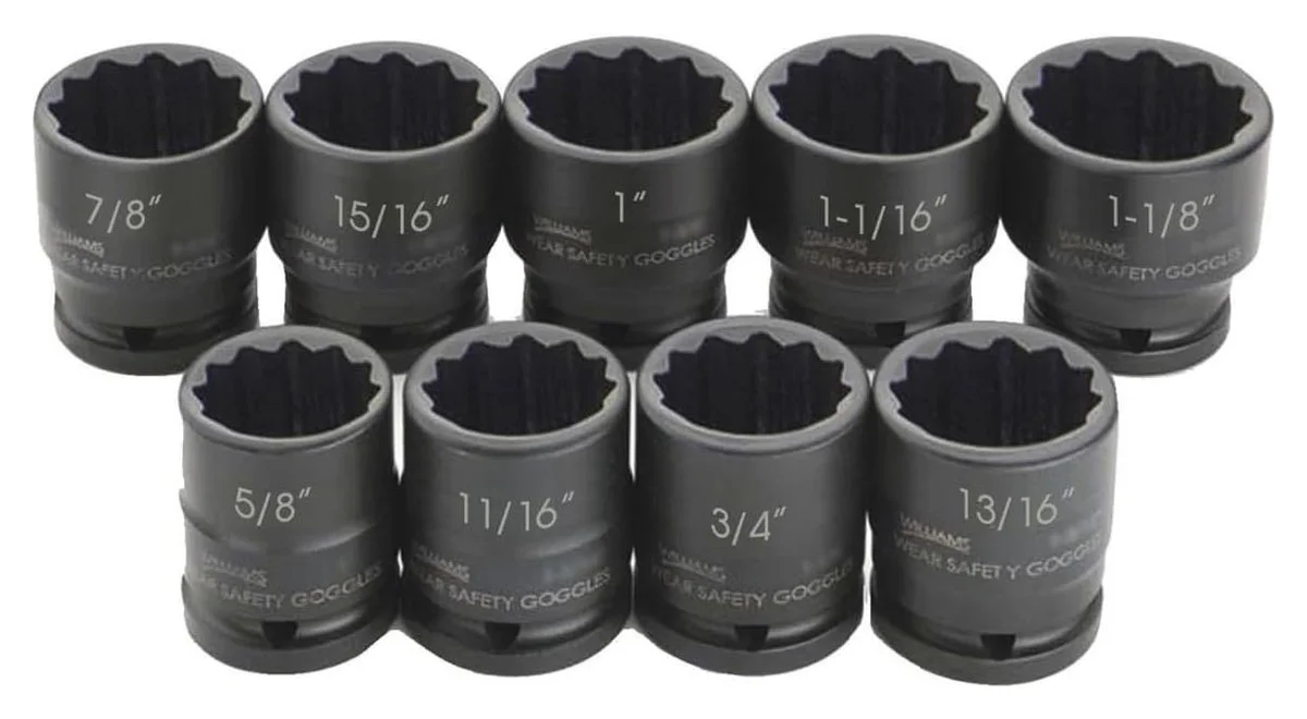 JHW 3/4" DR 9PC Impact Sockets – SAE