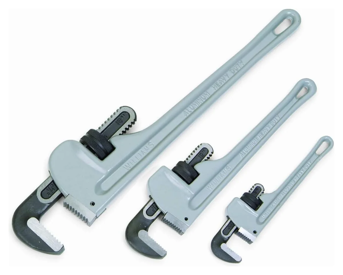 JHW 3PC HD Aluminum Pipe Wrench Set (8", 12", 18")