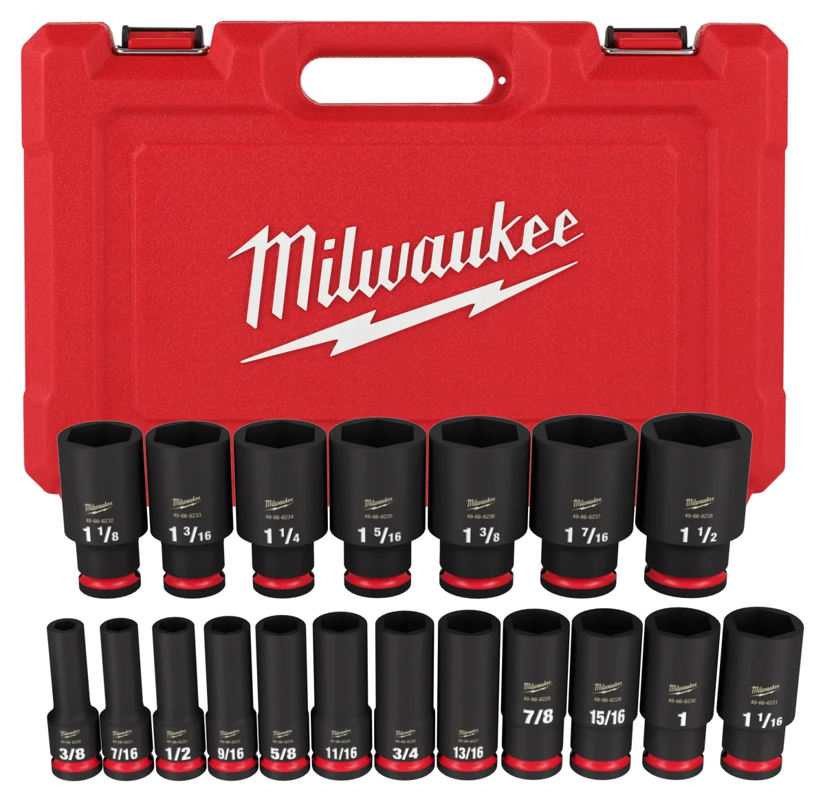 Milw 1/2" 19PC Impct Sockt Deep SAE