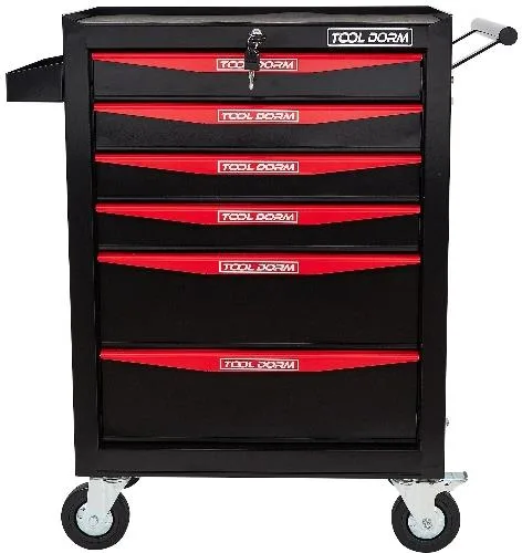 21" 6-DRAWER Rolling Tool Cabinet - Black/red