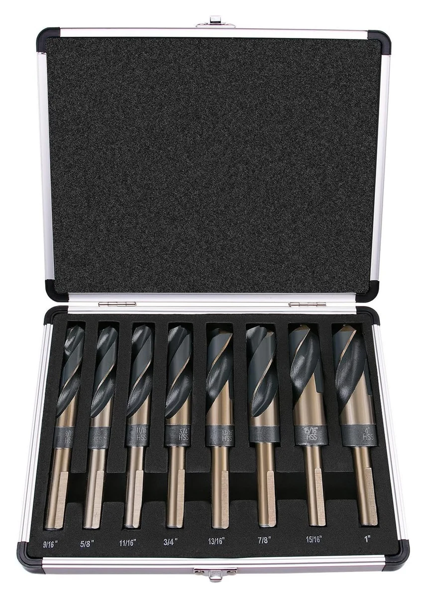 8PC 1/2" Shank Titanium S&d Drill Bit Set
