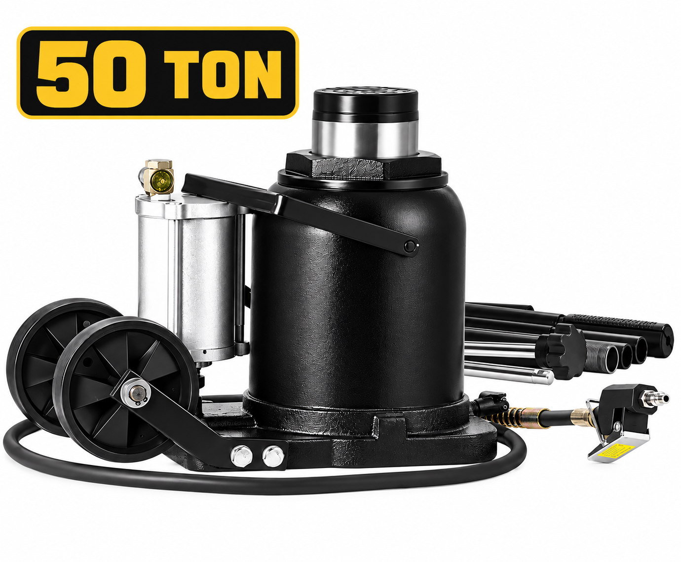 50 Ton Air/Hydraulic Rolling Floor Jack – Heavy Duty Pneumatic Truck Jack